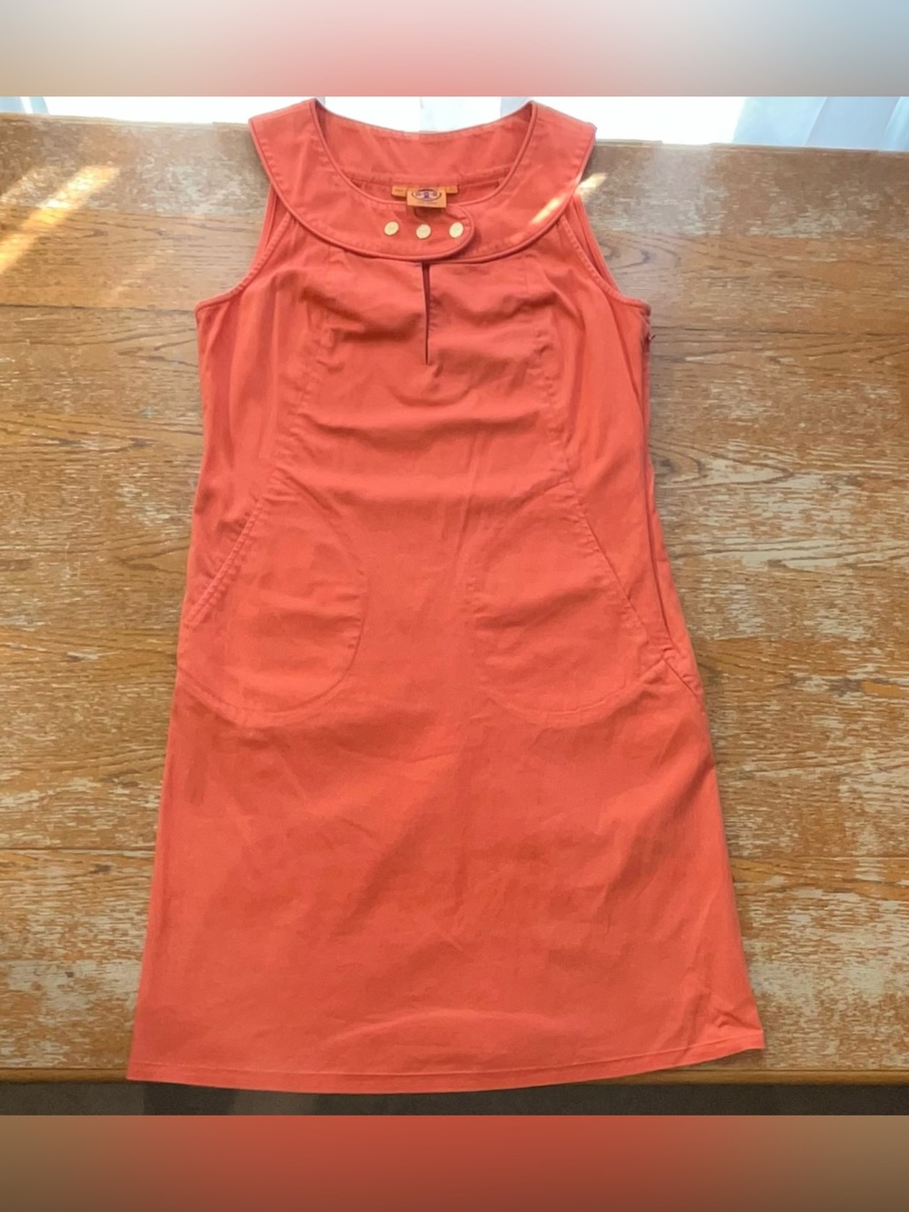 Vintage Tory Burch coral orange sleeveless sheath dress size 6